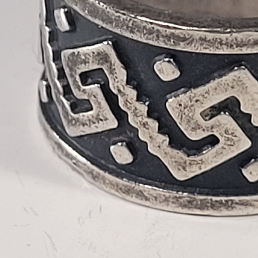 Vintage Mexico 925 Sterling‎ Silver Wide Band Ring Greek Key Size 6.5 - 10.2g - Picture 6 of 9